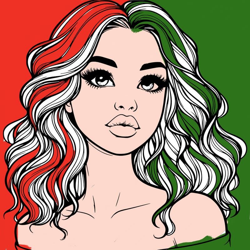 realistic girl with wavy hair and lips