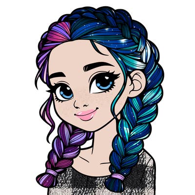 girl with braids realistic