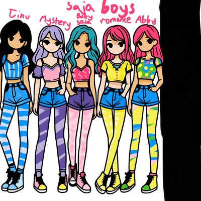 a group of girls wearing crop tops and shorts