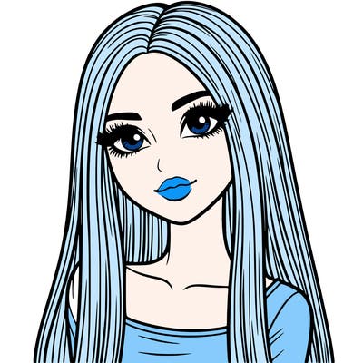 realistic girl with straight and long hair