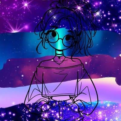 girl with a messy ponytail glasses a baggy crop top and jean shorts