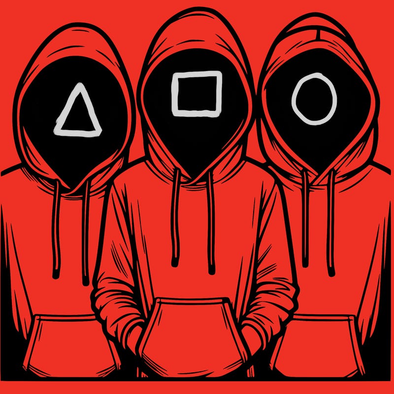 3 faceless people in  hoodies