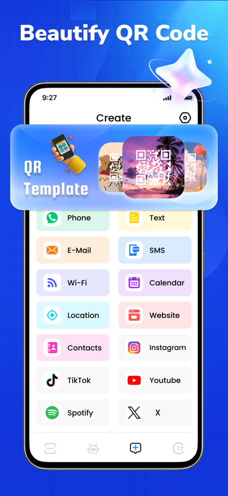 Interface for creating and beautifying custom QR codes for social media and utilities