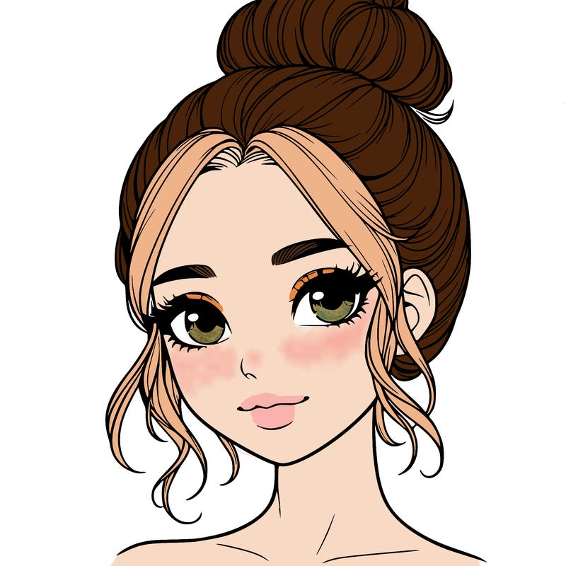 realistic pretty girl with hair in bun
