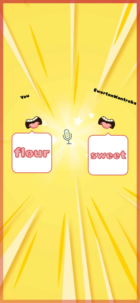 Tela de jogabilidade de Say the Same mostrando associações de palavras farinha e doce