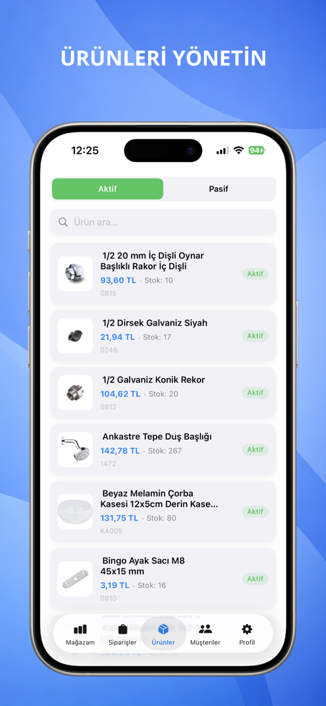OpenCart Admin - Interface de l'application mobile OpenCart Admin montrant l'écran de gestion des produits avec les détails de l'inventaire et des prix.