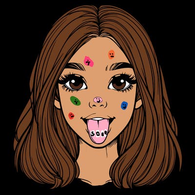 realistic girl with her tongue out