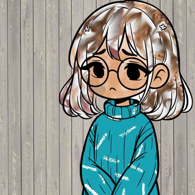 sad girl with glasses in a sweater