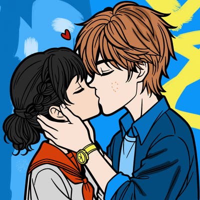 girl and guy kissing