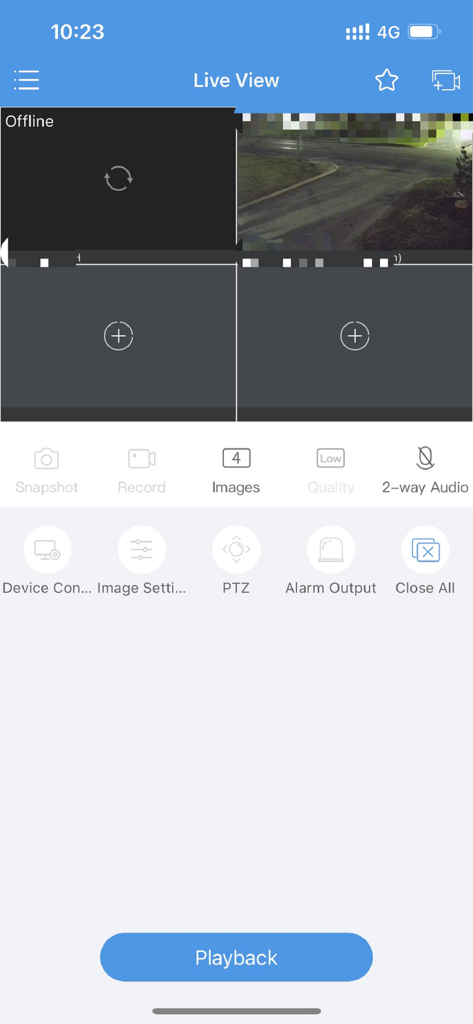 InVid Vision - InVid Vision app interface showing live surveillance camera feeds and security management tools.