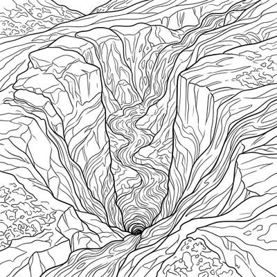Unleash your creativity with this fascinating moulin coloring page, featuring the incredible vertical shafts found in glaciers. Dive into a world of intricate ice formations and flowing meltwater, ready for your artistic touch.