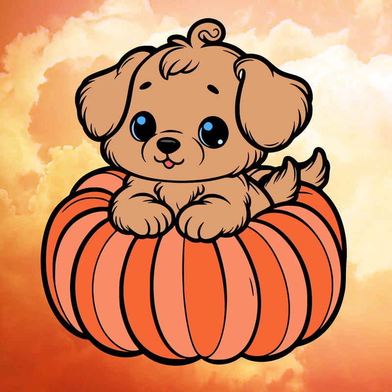 cute little puppy in a pumpkin