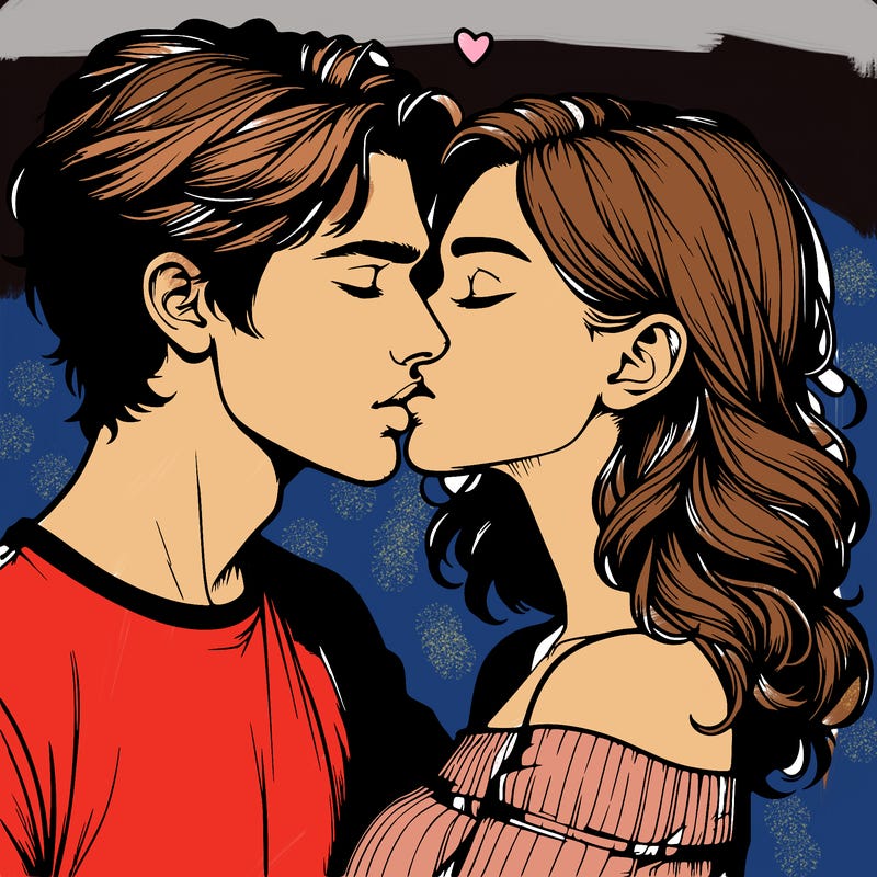 realistic couple kissing