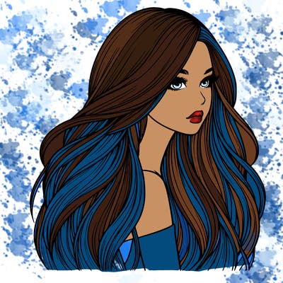 realistic girl with long realistic hair