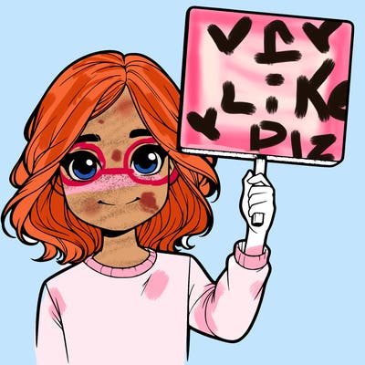 realistic girl holding up a sign