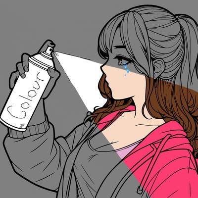 a realistic girl spray, painting