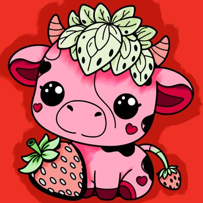 cute strawberry cow