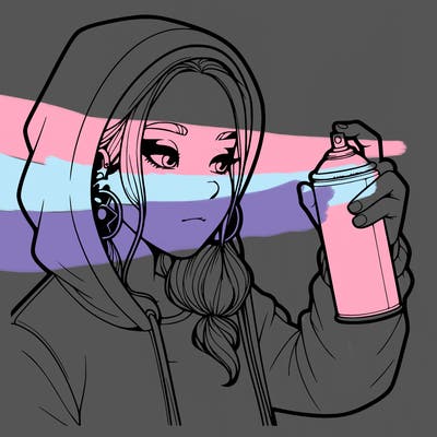 a realistic girl, spray painting