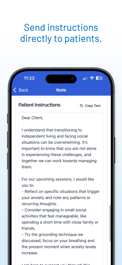 A smartphone display showing AI-generated patient instructions within the Twofold app.