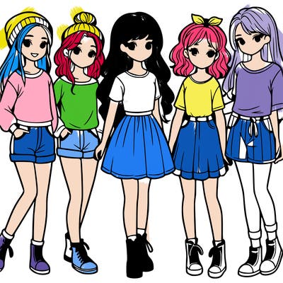 a group of five girls