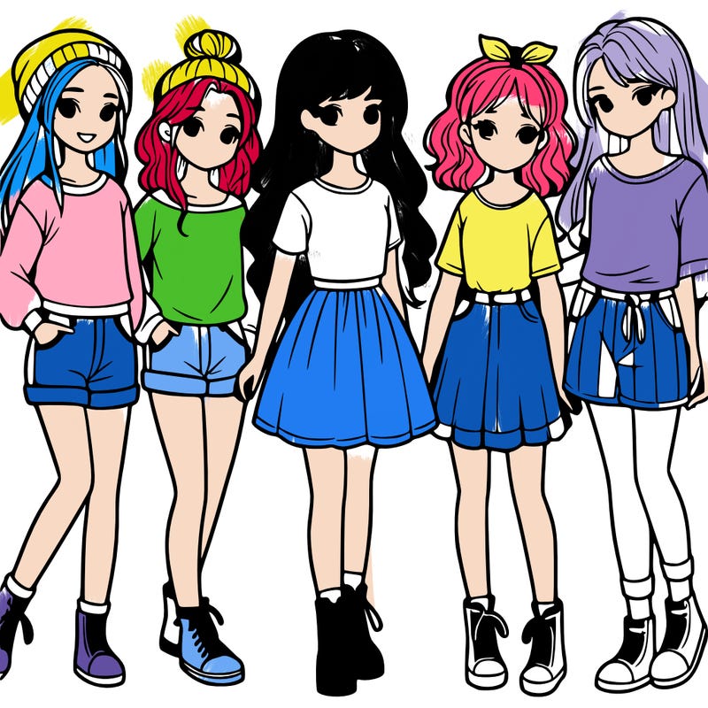 a group of five girls