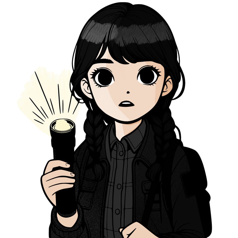 realistic girl with flashlight