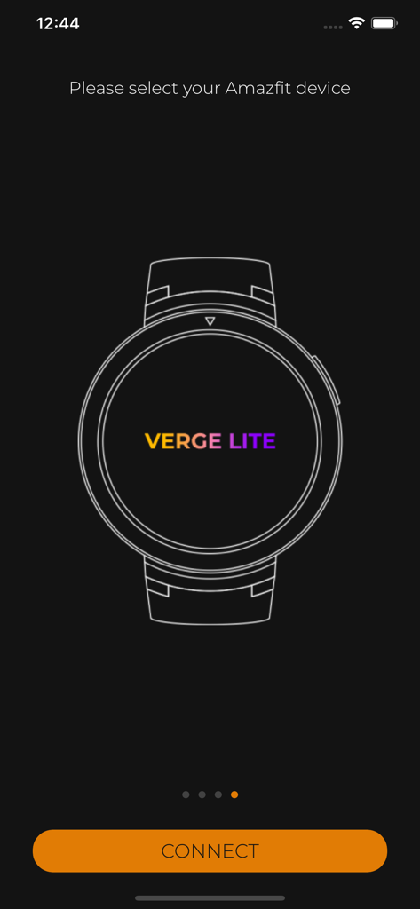 Geräteauswahlbildschirm in der AmazFaces App für die Amazfit Verge Lite Uhr.