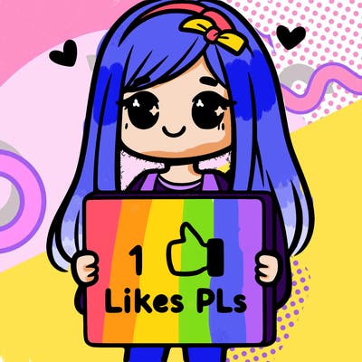 girl holding a sign saying 10 likes pls