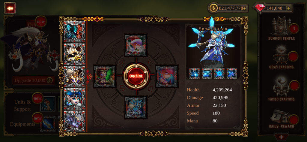 Hero Wars - stick fight - TCG - Character stats and hero combination menu in Hero Wars stick fight TCG