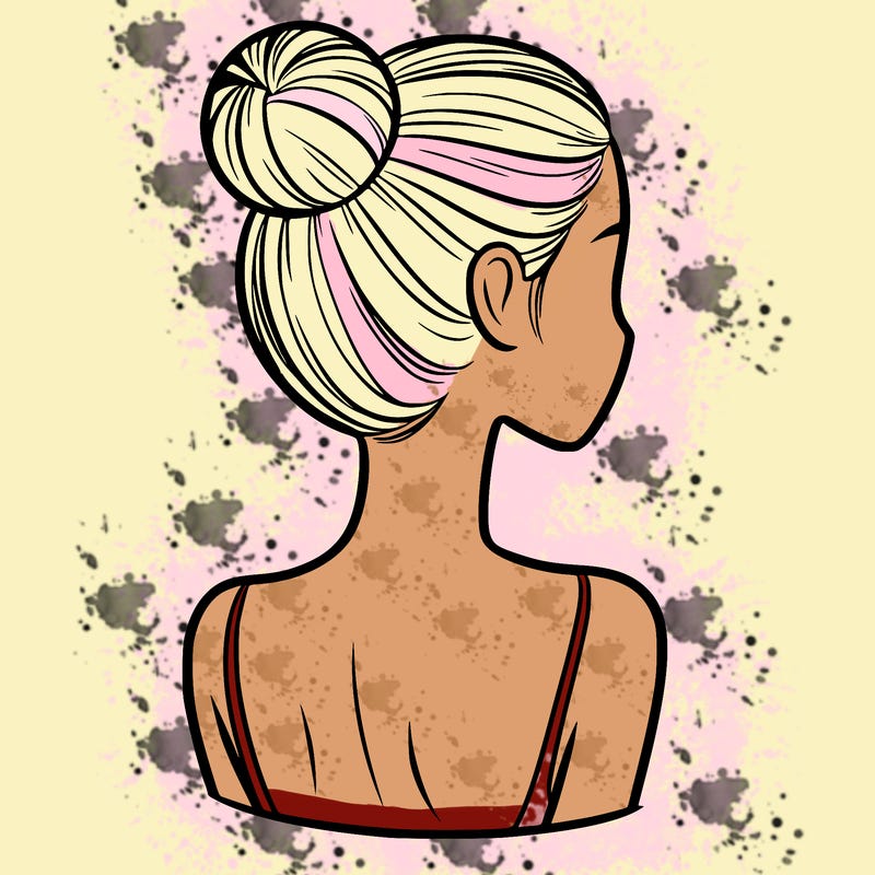 a woman with tight back hair and her face. not covered by any hair.