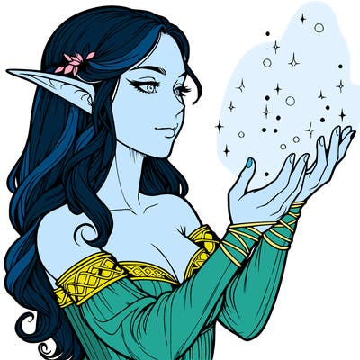 realistic elf girl doing magic