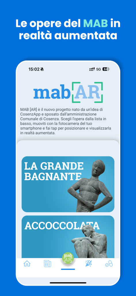 CosenzApp - CosenzApp screen showing the MAB open air museum sculptures in augmented reality