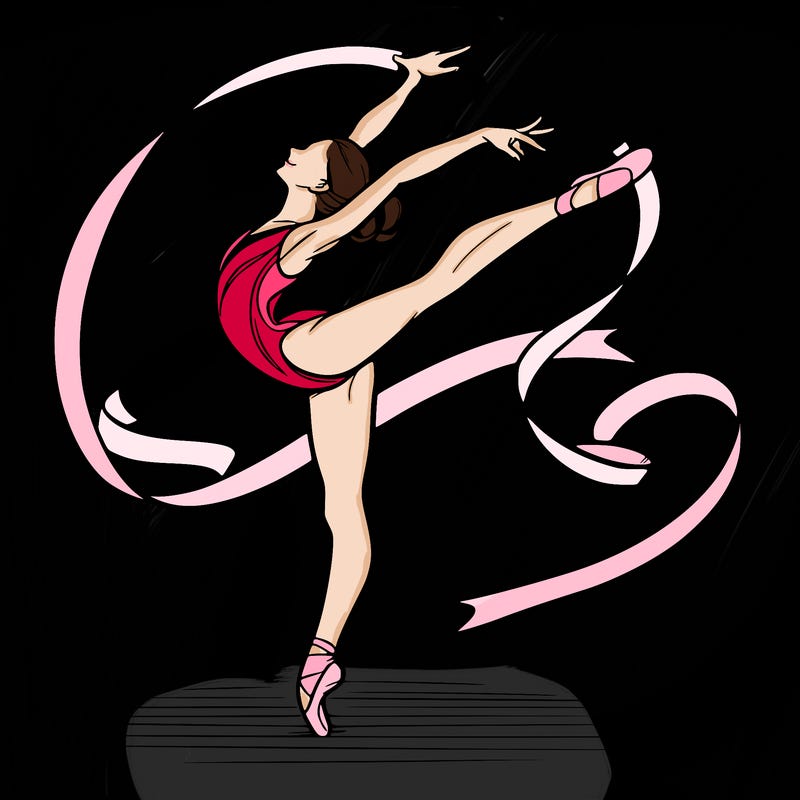 a gymnast performing an elegant routine with ribbons