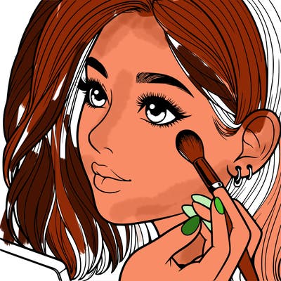 a realistic girl doing her makeup