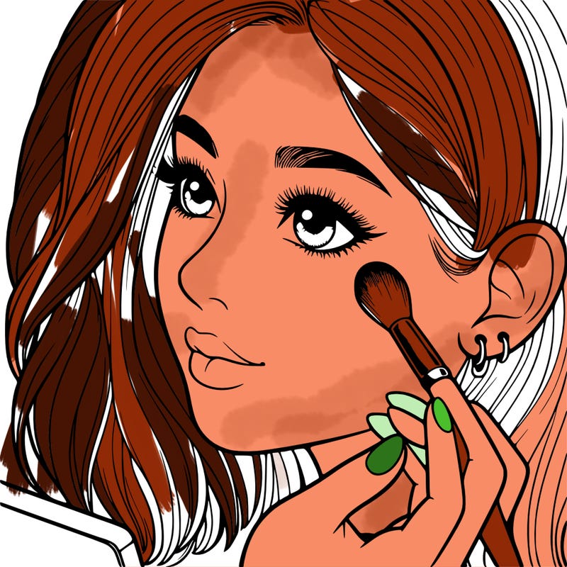 a realistic girl doing her makeup