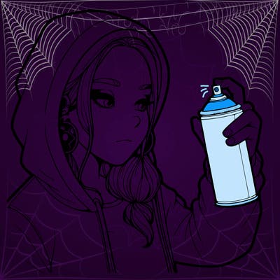 a realistic girl, spray painting