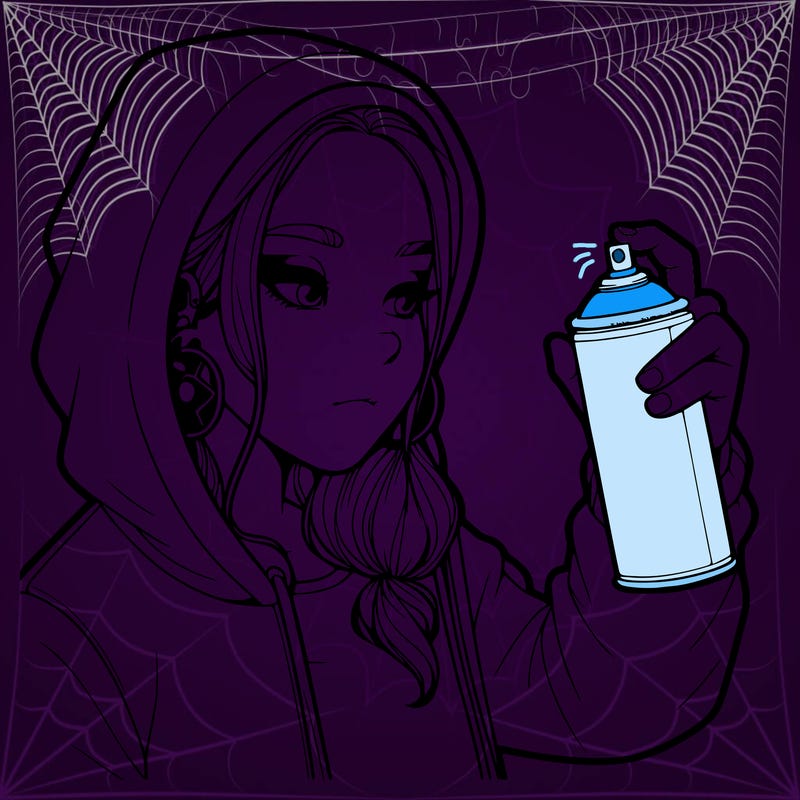 a realistic girl, spray painting