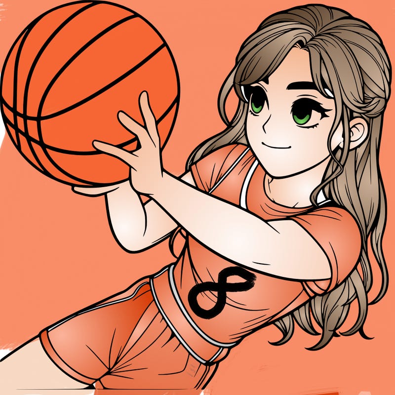 realistic girl playing basketball
