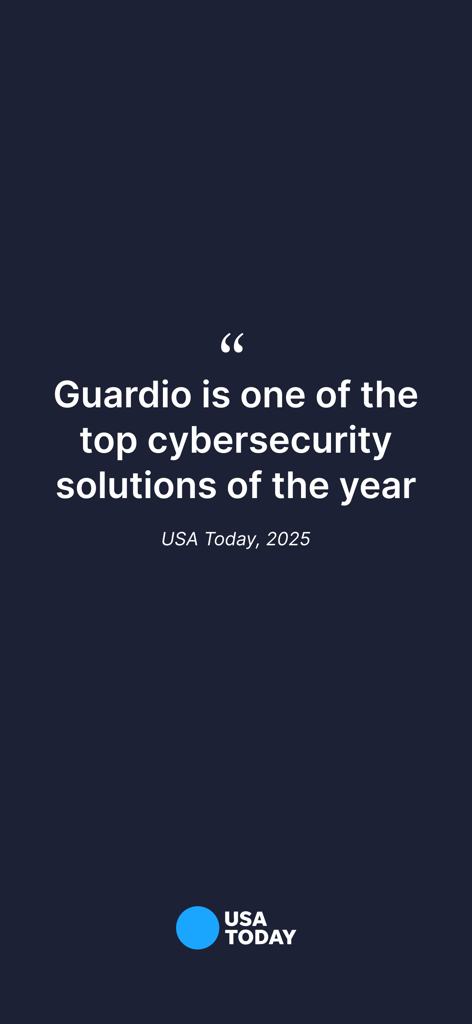 Guardio - Mobile Security - Cita de USA Today que llama a Guardio una solución de ciberseguridad de primer nivel