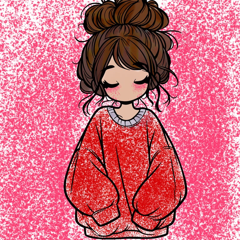 girl with baggy sweatshirt and messy bun