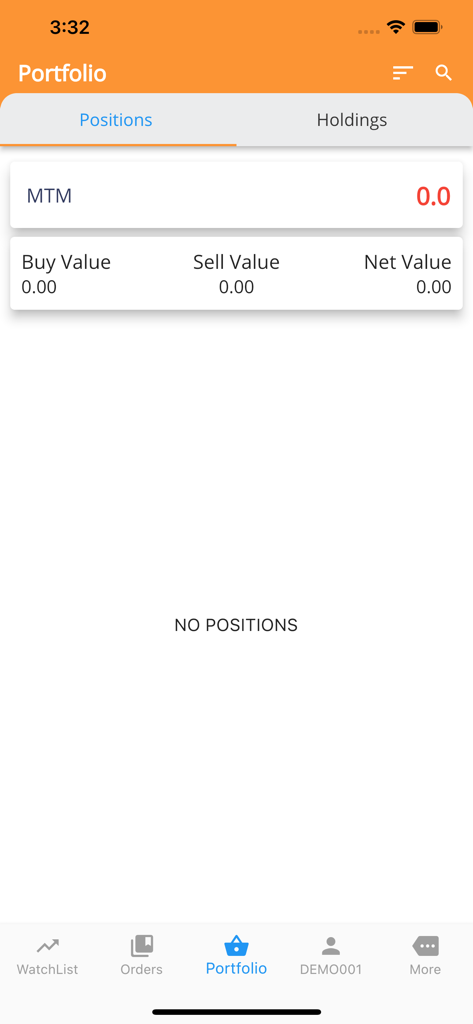Emkay Blitz - Emkay Blitz app portfolio interface displaying trading positions and values
