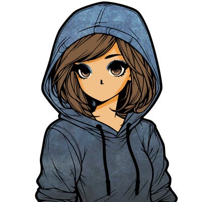 realistic girl with hoodie