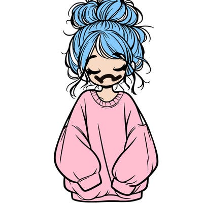 girl with baggy sweatshirt and messy bun