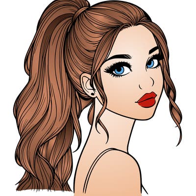 realistic pretty girl with high pony tail