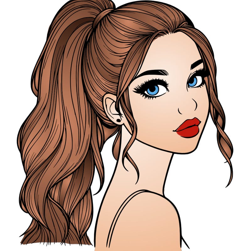 realistic pretty girl with high pony tail