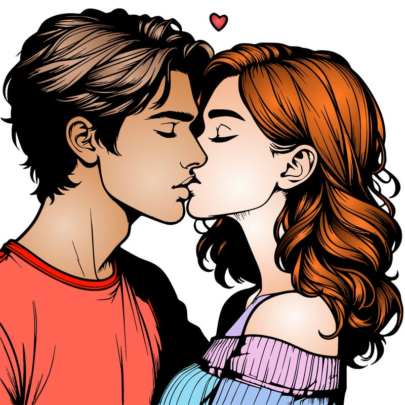 realistic couple kissing