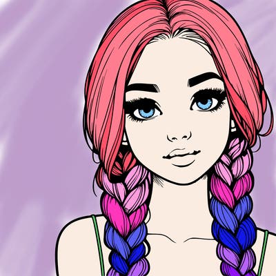 realistic girl with braids