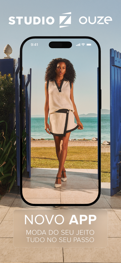 Studio Z Calçados e Acessórios - Woman modeling summer clothes on the Studio Z mobile app screen