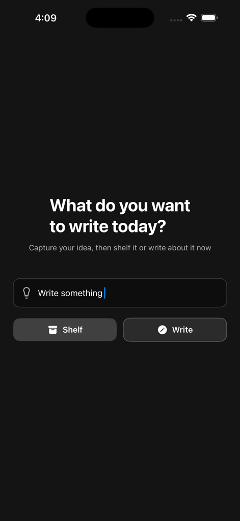 Minimalist interface of the scribble.io app for quick idea capture and shelving
