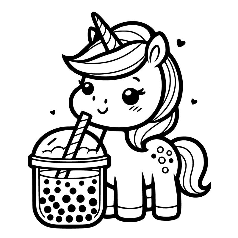unicorn with boba tea
